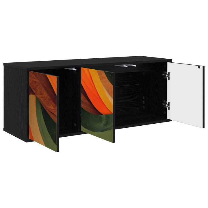 Væghængt TV Skab BONN 102 x 33 x 40 cm Sort eg Konstrueret træ