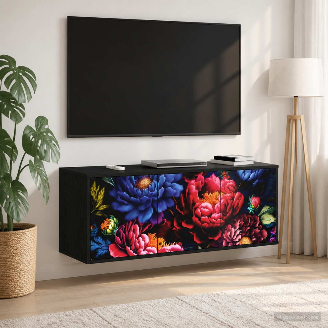 Væghængt TV Skab KIEL 102 x 33 x 40 cm Sort eg Konstrueret træ