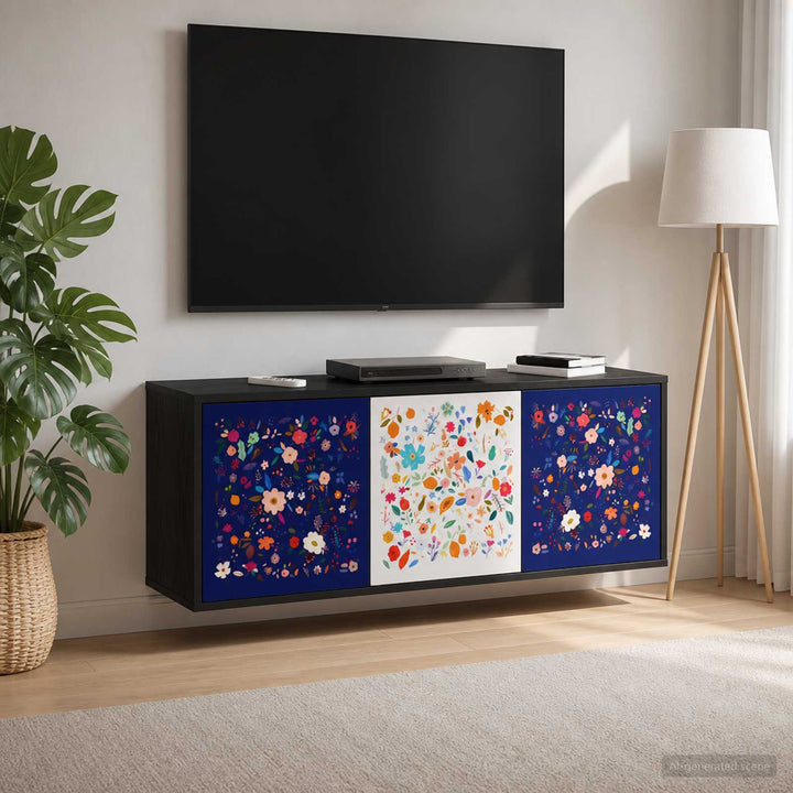 Væghængt TV Skab MAINZ 102 x 33 x 40 cm Sort eg Konstrueret træ