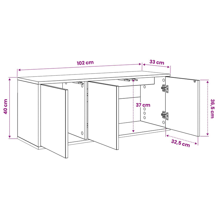 Væghængt TV Skab BREMEN 102 x 33 x 40 cm Sort eg