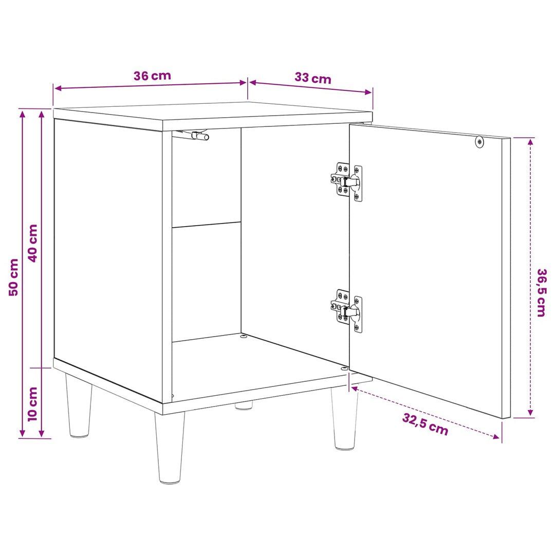 Natskab WIJHE 2 stk. Sonoma-eg 36 x 33 x 50 cm Konstrueret træ