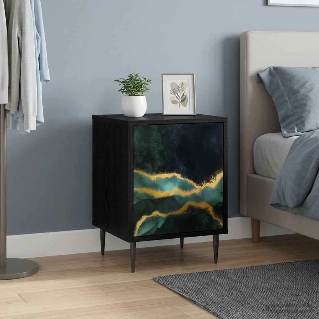 Natskab WIJHE 2 stk. Sort eg 36 x 33 x 51 cm Konstrueret træ