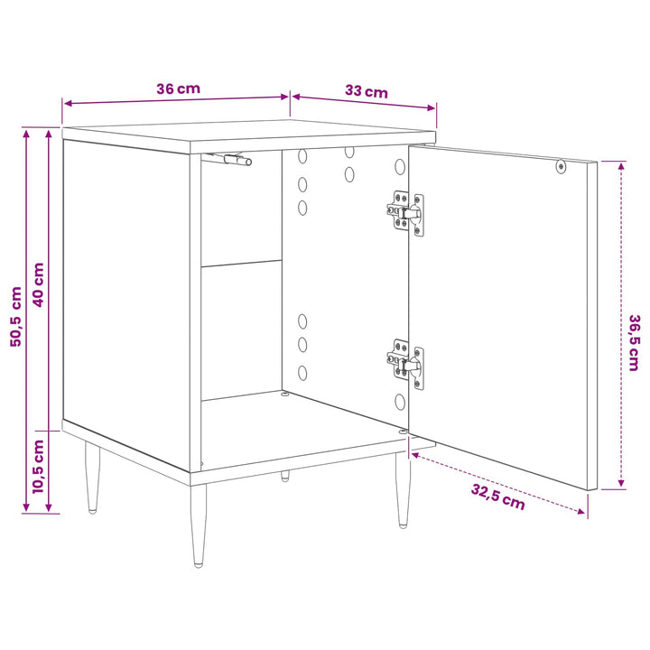 Natskab HANAU Sort eg 36 x 33 x 51 cm Konstrueret træ