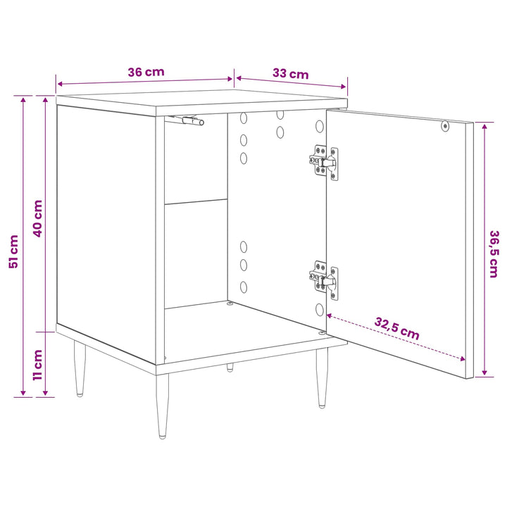 Natskab GOTHA 2 stk. Sort eg 36 x 33 x 51 cm Konstrueret træ