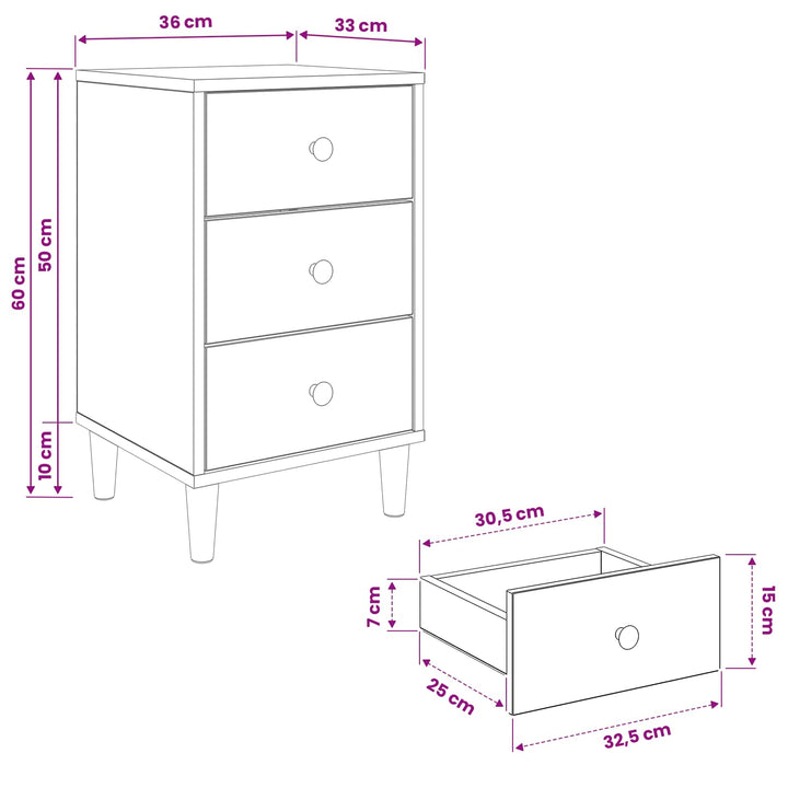 Natskab MAINZ 2 stk. Sonoma-eg 36 x 33 x 60 cm Konstrueret træ