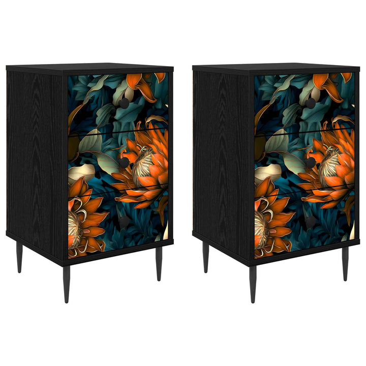 Natskab LOCHEM 2 stk. Sort eg 36 x 33 x 61 cm Konstrueret træ