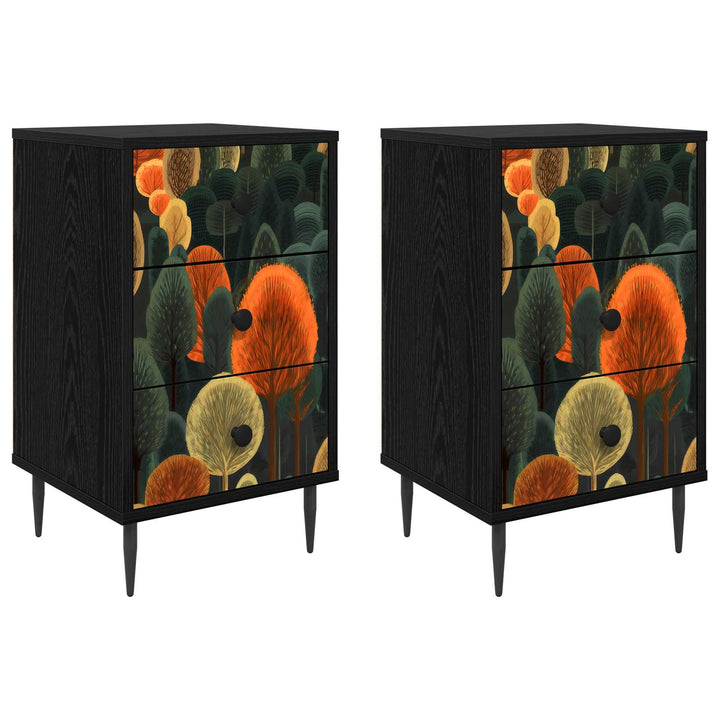 Natskab ZAANDAM 2 stk. Sort eg 36 x 33 x 61 cm Konstrueret træ