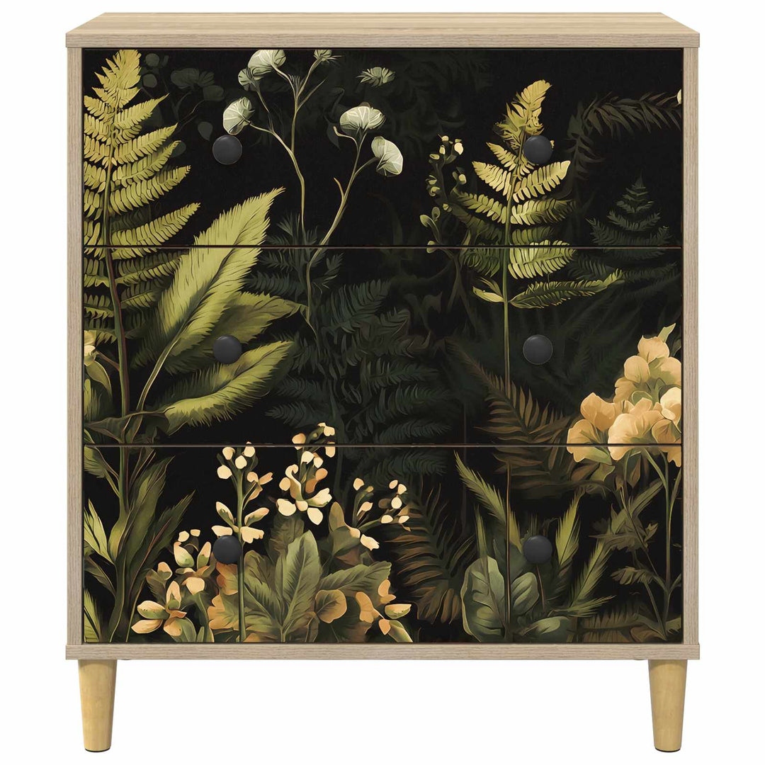 Skuffeskab RHENEN Tropisk jungleprint 66 x 36,5 x 75 cm