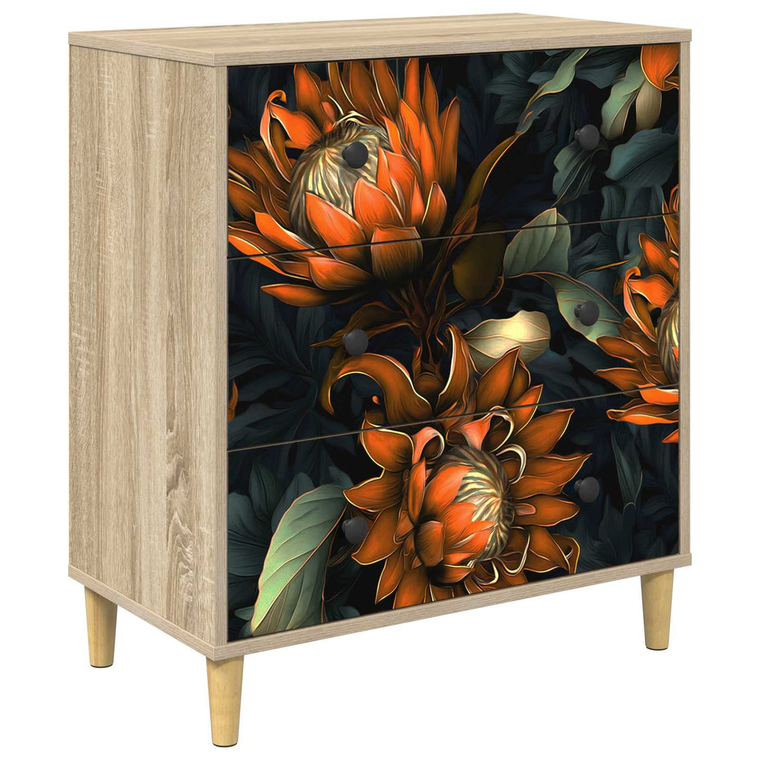Skuffeskab LOCHEM Orange print 66 x 36,5 x 75 cm Sonoma-eg