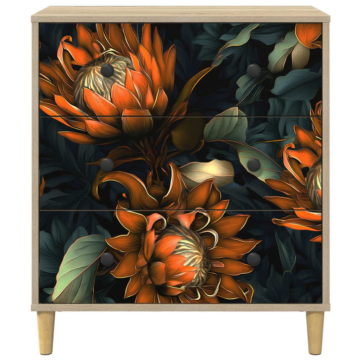 Skuffeskab LOCHEM Orange print 66 x 36,5 x 75 cm Sonoma-eg