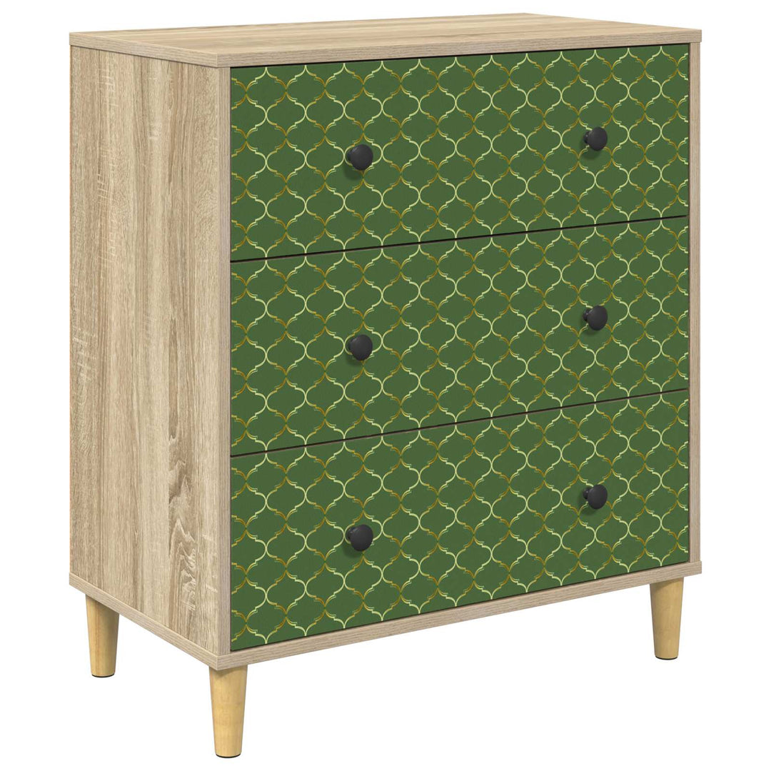 Skuffeskab GELEEN Smaragd geometrisk mønster 66 x 36,5 x 75 cm
