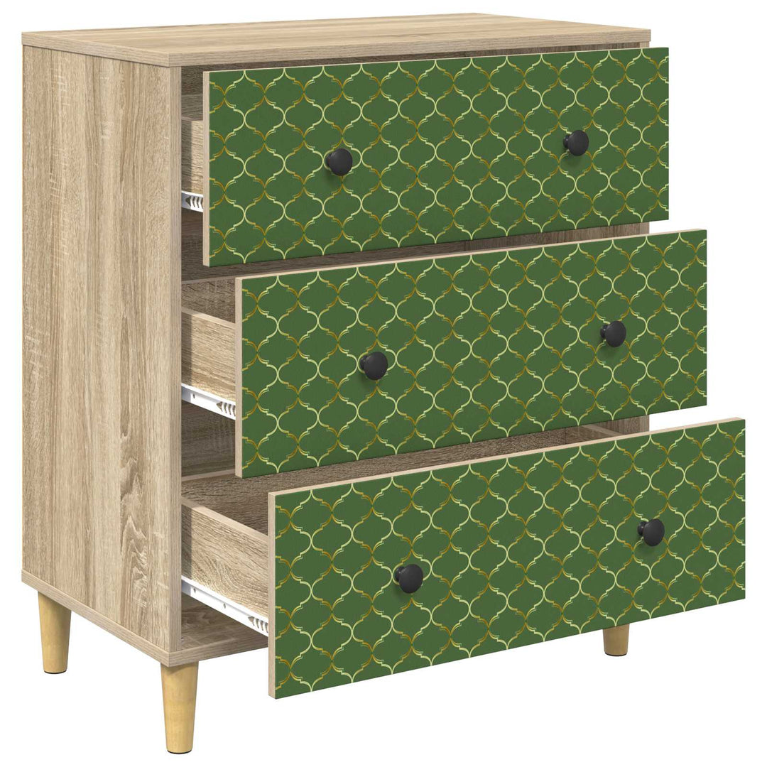 Skuffeskab GELEEN Smaragd geometrisk mønster 66 x 36,5 x 75 cm