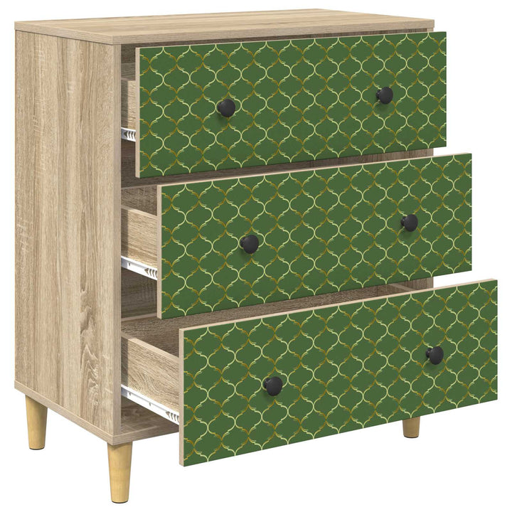 Skuffeskab GELEEN Smaragd geometrisk mønster 66 x 36,5 x 75 cm
