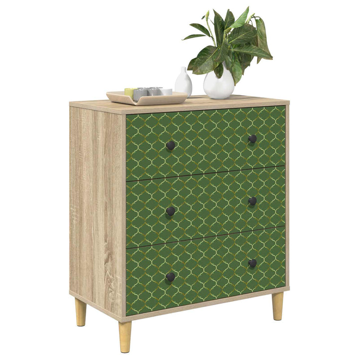 Skuffeskab GELEEN Smaragd geometrisk mønster 66 x 36,5 x 75 cm