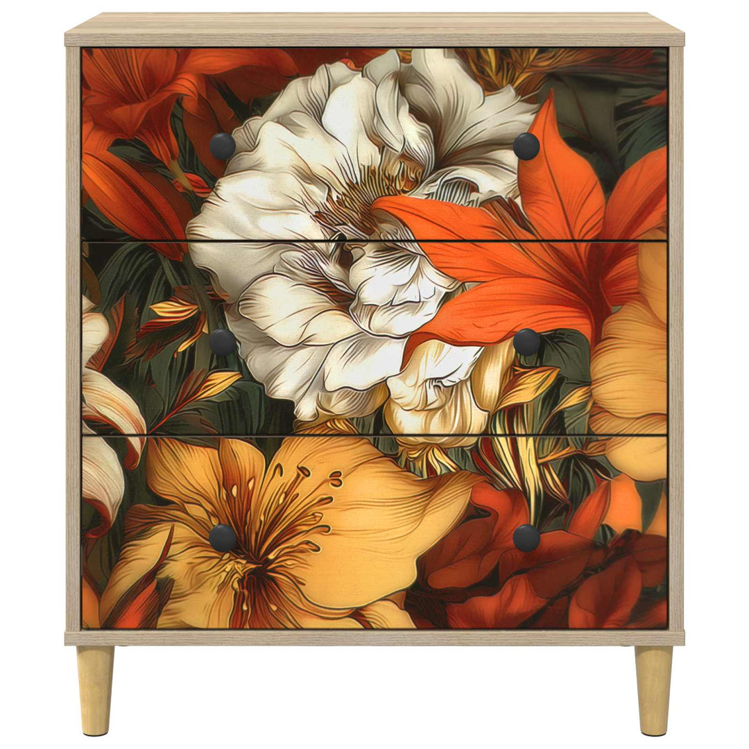 Skuffeskab GENNEP Liljemønster 66 x 36,5 x 75 cm Sonoma-eg