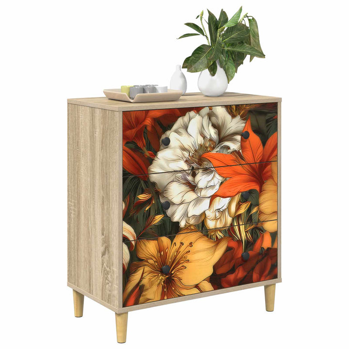 Skuffeskab GENNEP Liljemønster 66 x 36,5 x 75 cm Sonoma-eg