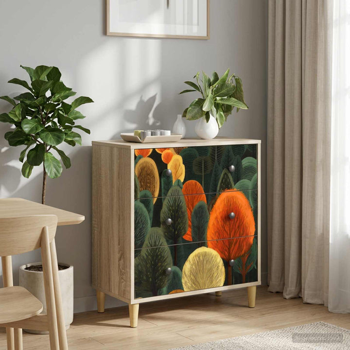 Skuffeskab ZAANDAM Skovtryk 66 x 36,5 x 75 cm Konstrueret træ