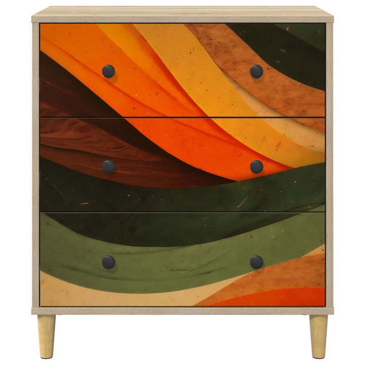 Skuffeskab BONN Retro bølgeprint 66 x 36,5 x 75 cm Sonoma-eg