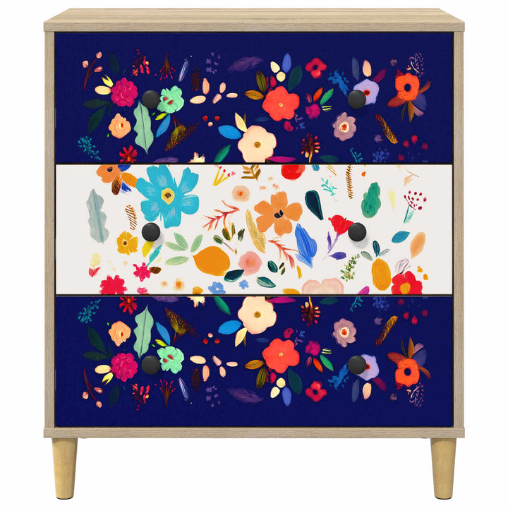 Skuffeskab MAINZ Blomsterprint 66 x 36,5 x 75 cm Sonoma-eg