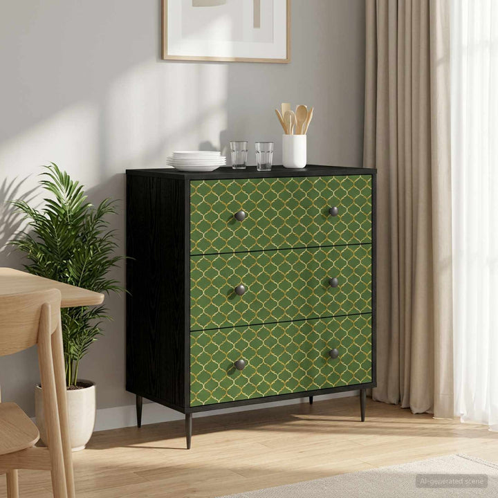 Skuffeskab GELEEN Smaragd geometrisk mønster 66 x 36,5 x 76 cm