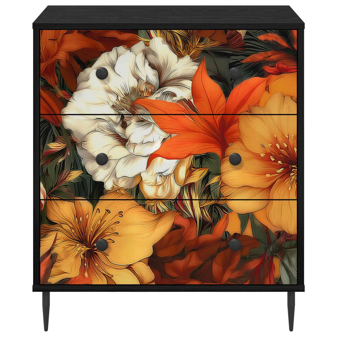 Skuffeskab GENNEP Liljemønster 66 x 36,5 x 76 cm Sort eg