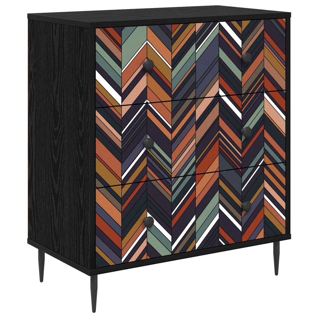 Skuffeskab OMMEN Geometrisk print 66 x 36,5 x 76 cm Sort eg