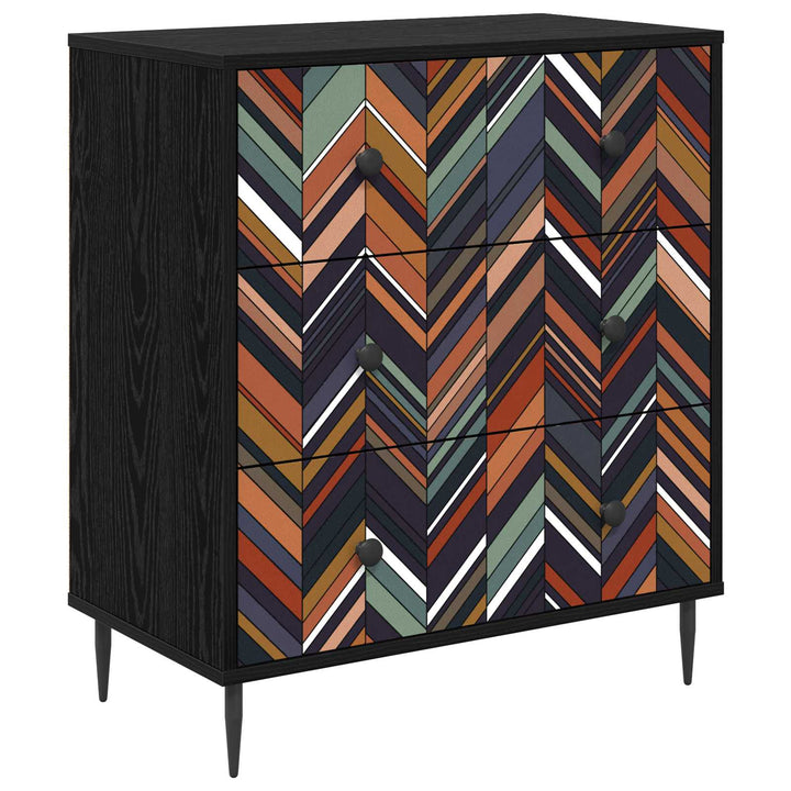 Skuffeskab OMMEN Geometrisk print 66 x 36,5 x 76 cm Sort eg