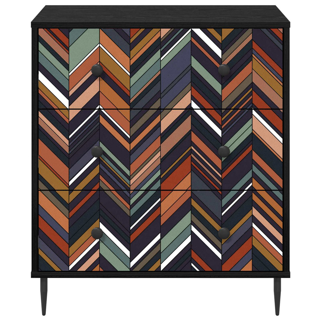 Skuffeskab OMMEN Geometrisk print 66 x 36,5 x 76 cm Sort eg