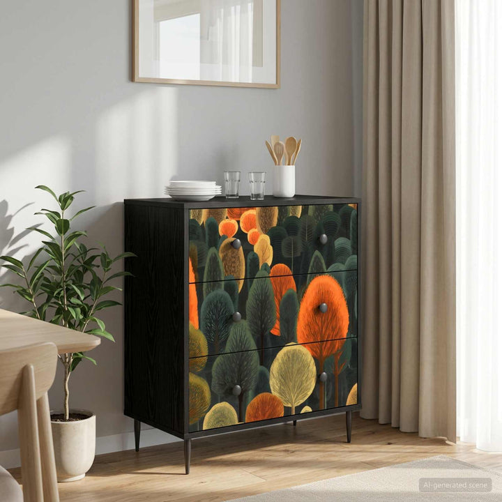 Skuffeskab ZAANDAM Skovtryk 66 x 36,5 x 76 cm Konstrueret træ