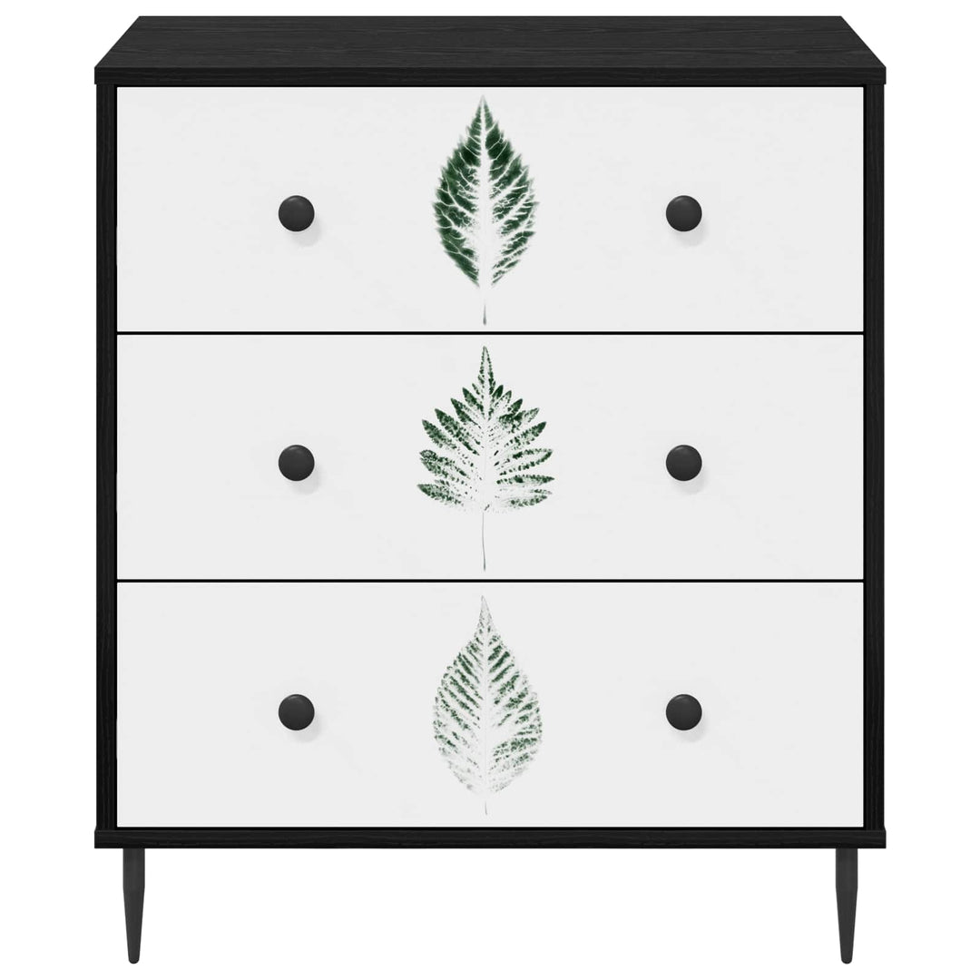 Skuffeskab HANAU Grøn bladmønster 66 x 36,5 x 76 cm Sort eg