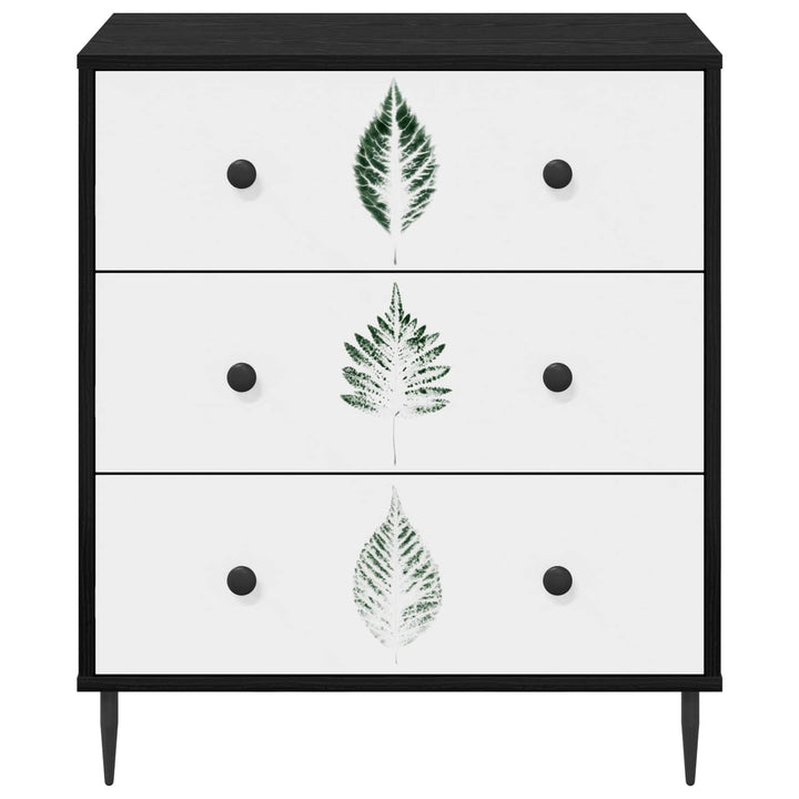 Skuffeskab HANAU Grøn bladmønster 66 x 36,5 x 76 cm Sort eg