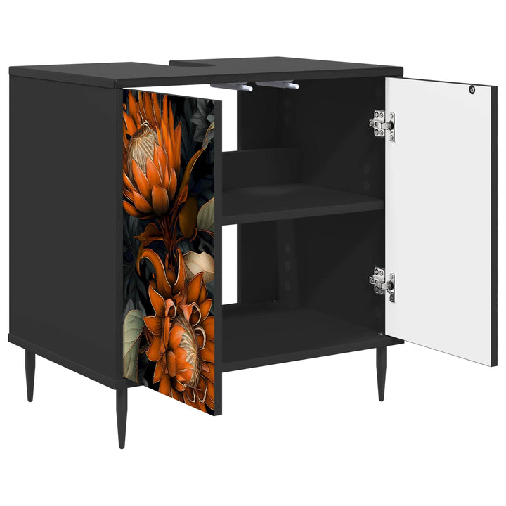 Badeværelsesskab LOCHEM Sort eg 60 x 40 x 61 cm Konstrueret træ