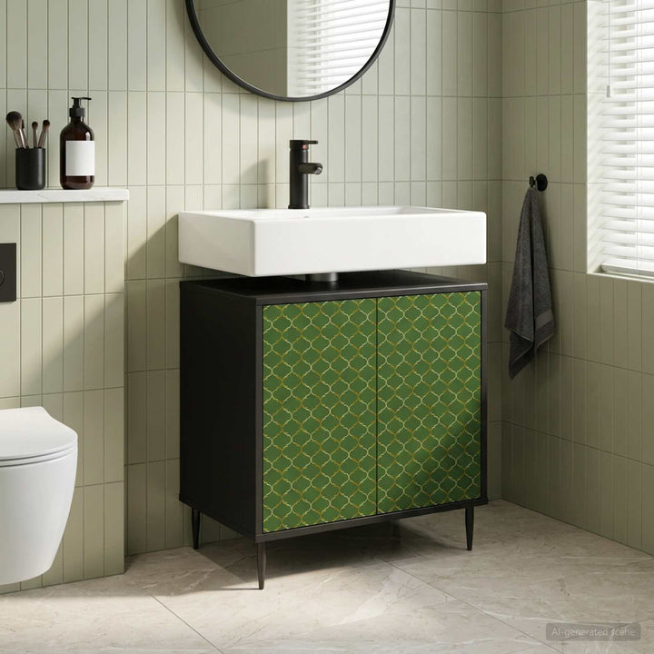 Badeværelsesskab GELEEN Sort eg 60 x 40 x 61 cm Konstrueret træ
