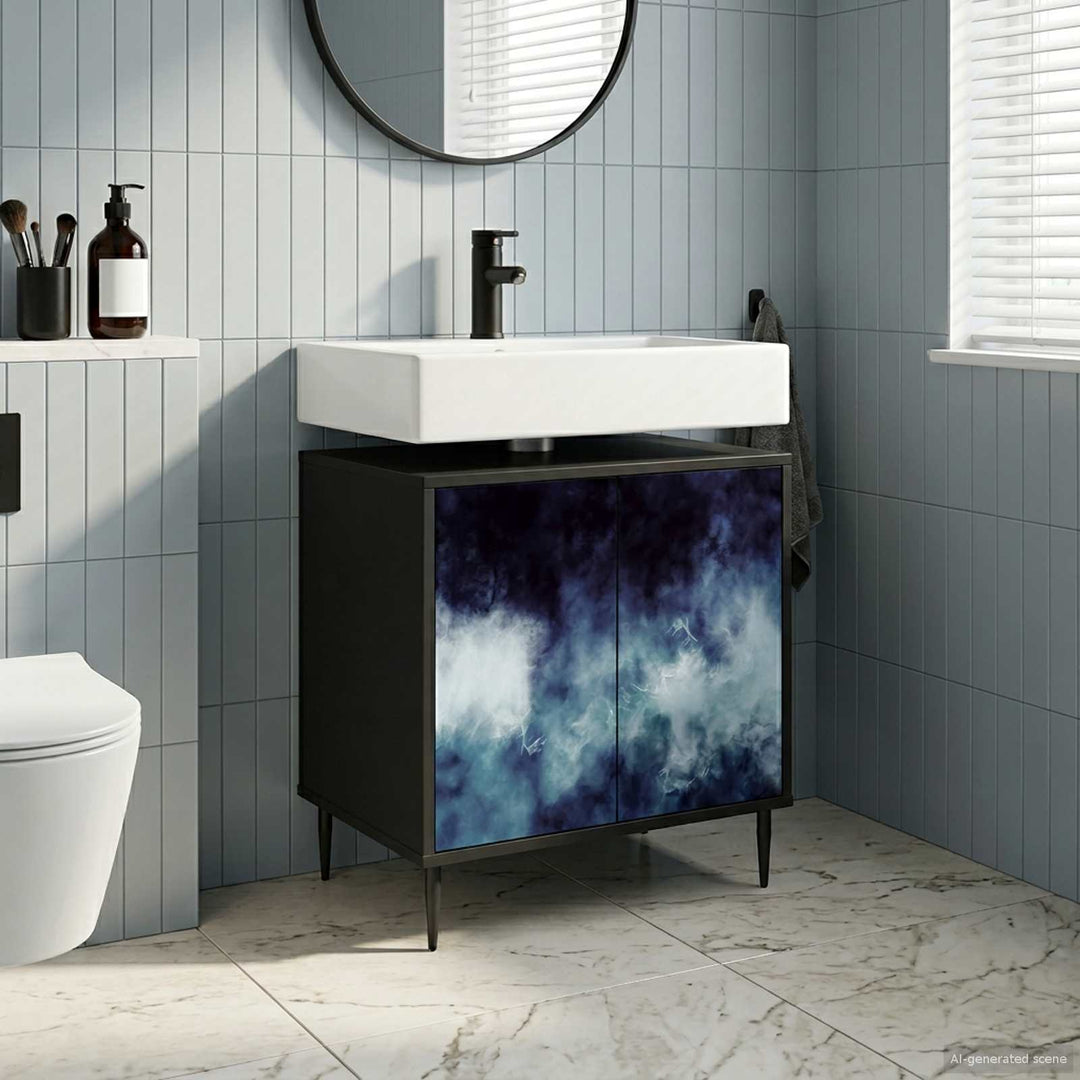Badeværelsesskab RAALTE Sort eg 60 x 40 x 61 cm Konstrueret træ