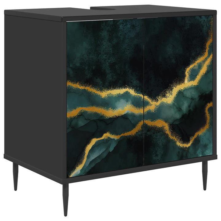 Badeværelsesskab WIJHE Sort eg 60 x 40 x 61 cm Konstrueret træ