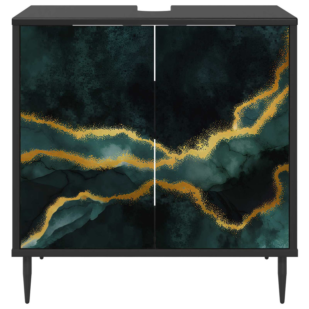 Badeværelsesskab WIJHE Sort eg 60 x 40 x 61 cm Konstrueret træ