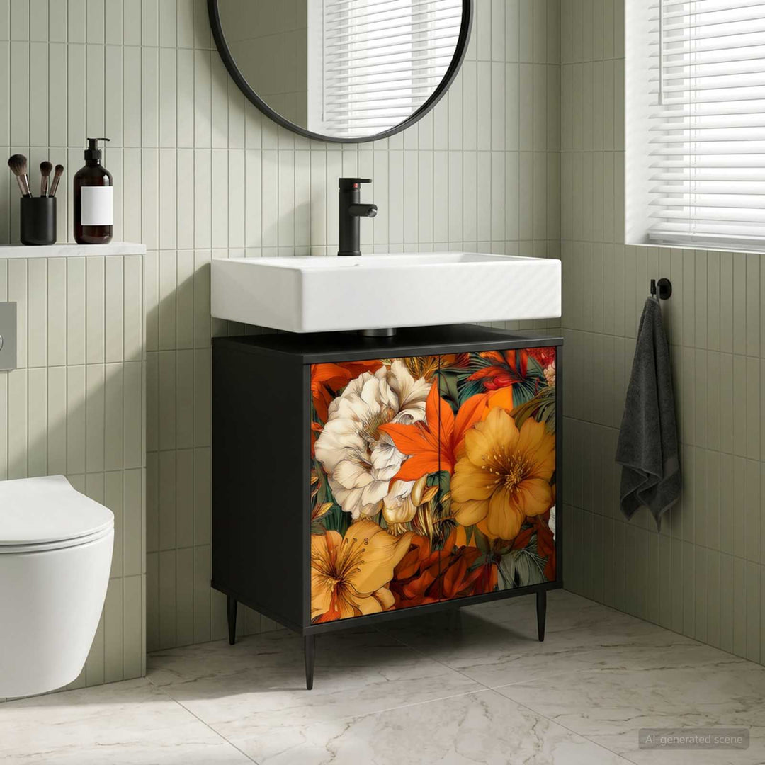 Badeværelsesskab GENNEP Sort eg 60 x 40 x 61 cm Konstrueret træ