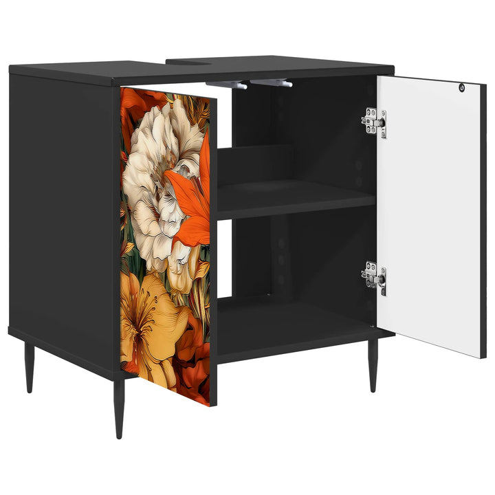Badeværelsesskab GENNEP Sort eg 60 x 40 x 61 cm Konstrueret træ