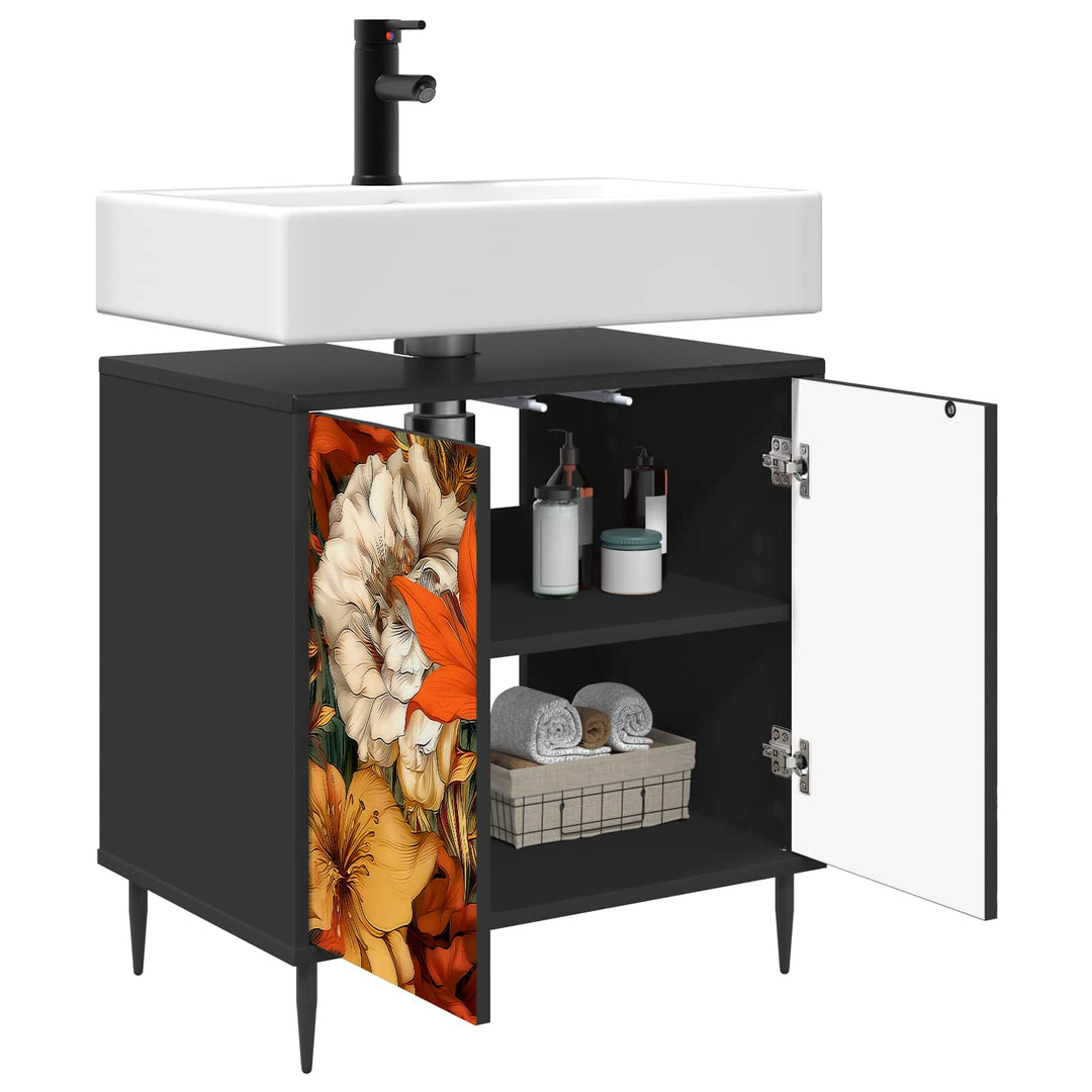 Badeværelsesskab GENNEP Sort eg 60 x 40 x 61 cm Konstrueret træ