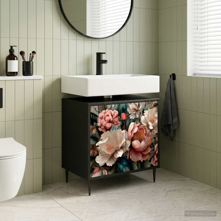 Badeværelsesskab BORNE Sort eg 60 x 40 x 61 cm Konstrueret træ