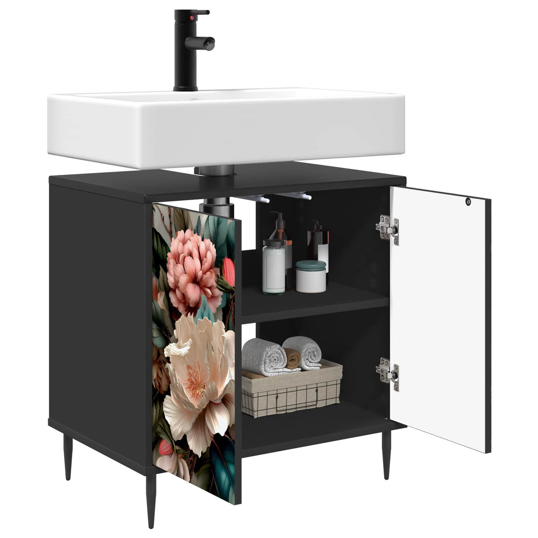 Badeværelsesskab BORNE Sort eg 60 x 40 x 61 cm Konstrueret træ