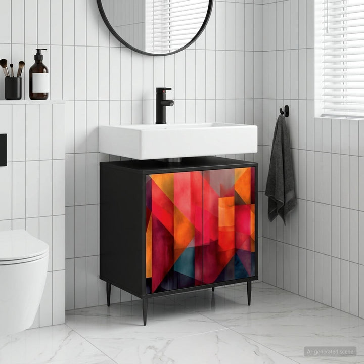 Badeværelsesskab HEESCH Sort eg 60 x 40 x 61 cm Konstrueret træ