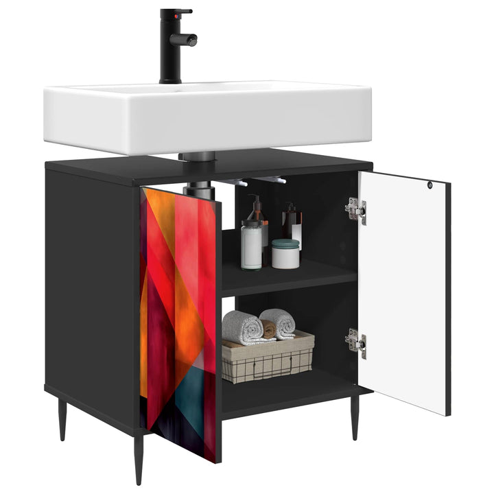 Badeværelsesskab HEESCH Sort eg 60 x 40 x 61 cm Konstrueret træ