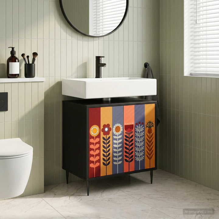 Badeværelsesskab ESSEN Sort eg 60 x 40 x 61 cm Konstrueret træ