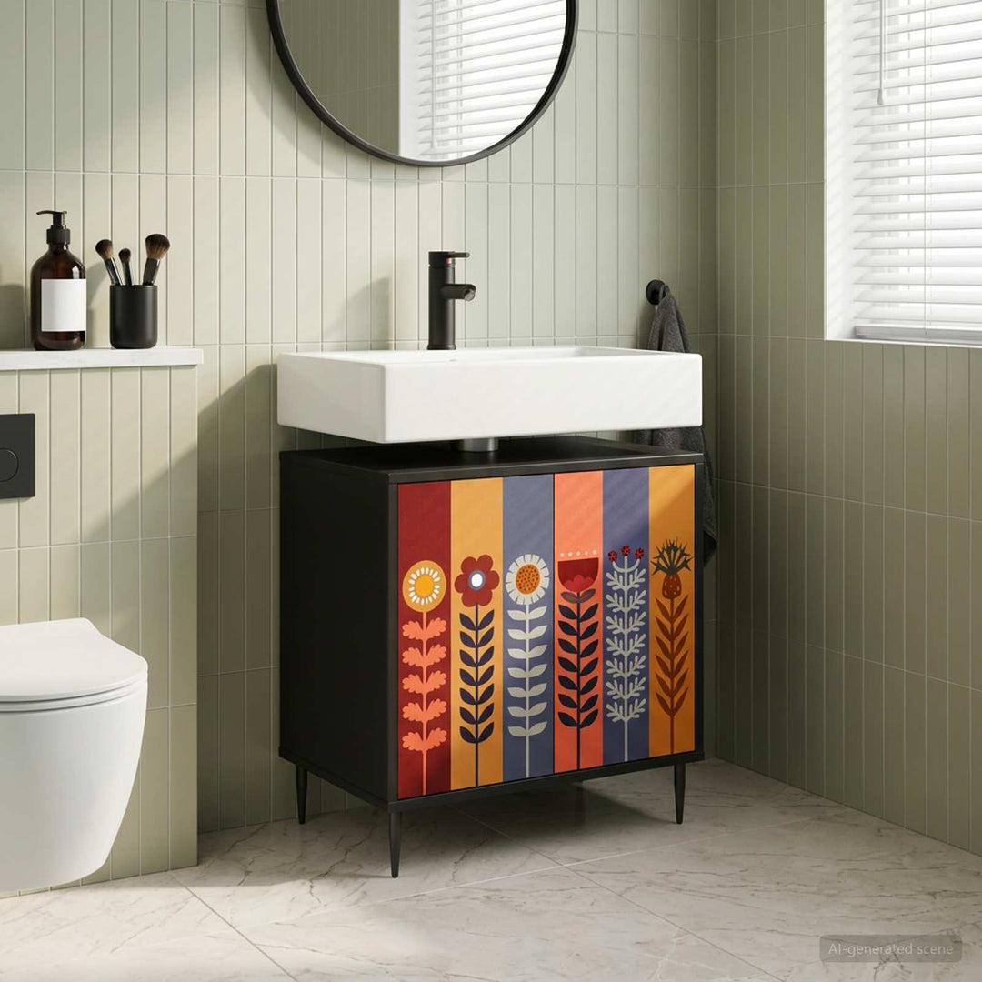 Badeværelsesskab ESSEN Sort eg 60 x 40 x 61 cm Konstrueret træ