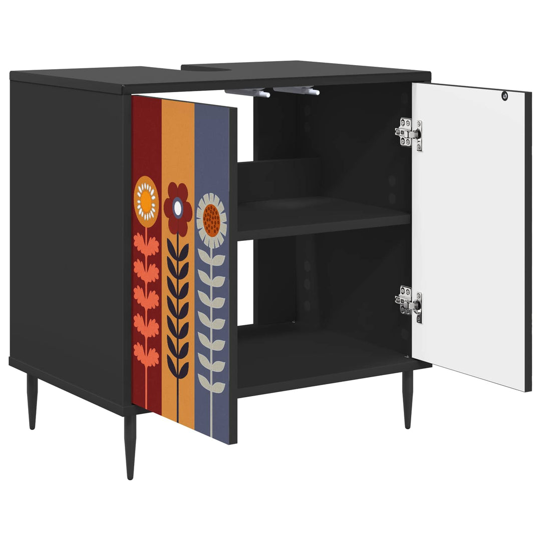 Badeværelsesskab ESSEN Sort eg 60 x 40 x 61 cm Konstrueret træ