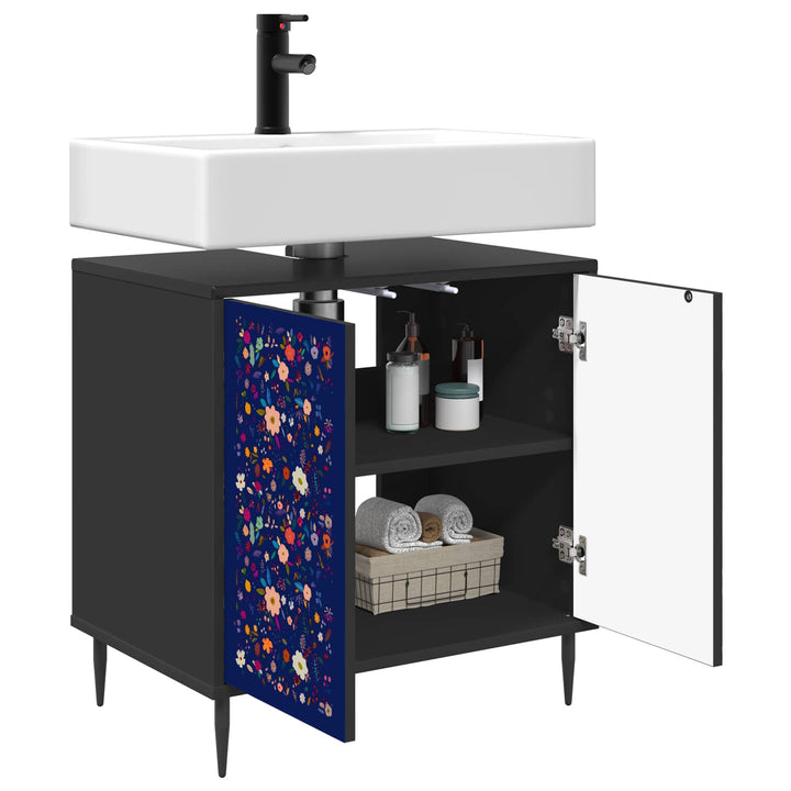 Badeværelsesskab MAINZ Sort eg 60 x 40 x 61 cm Konstrueret træ