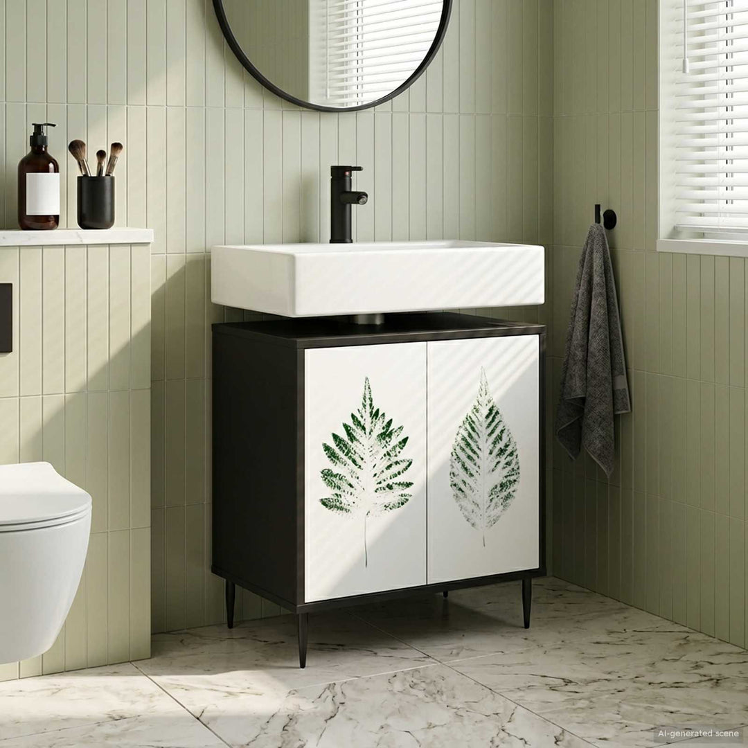 Badeværelsesskab HANAU Sort eg 60 x 40 x 61 cm Konstrueret træ