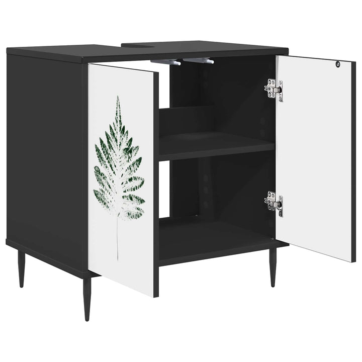 Badeværelsesskab HANAU Sort eg 60 x 40 x 61 cm Konstrueret træ