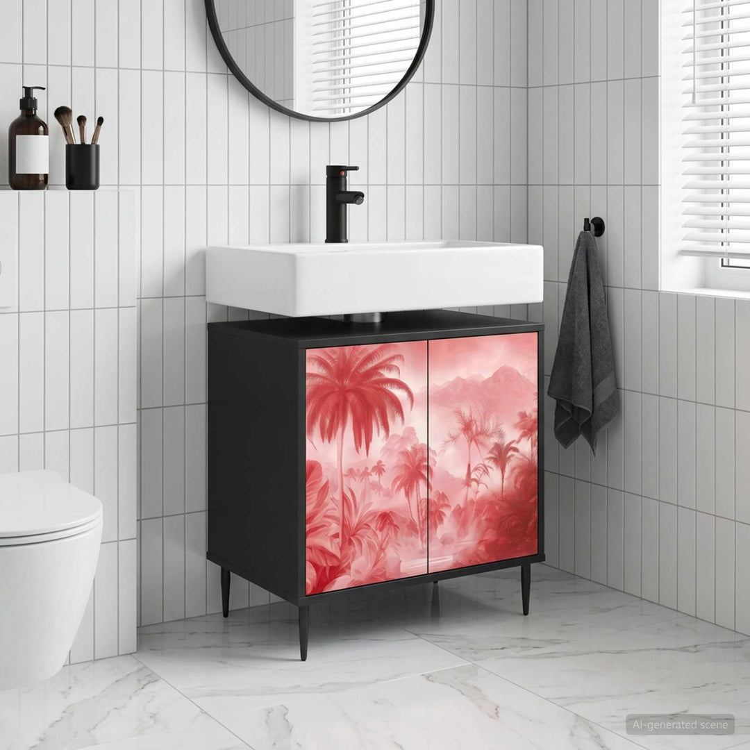 Badeværelsesskab AACHEN Sort eg 60 x 40 x 61 cm Konstrueret træ